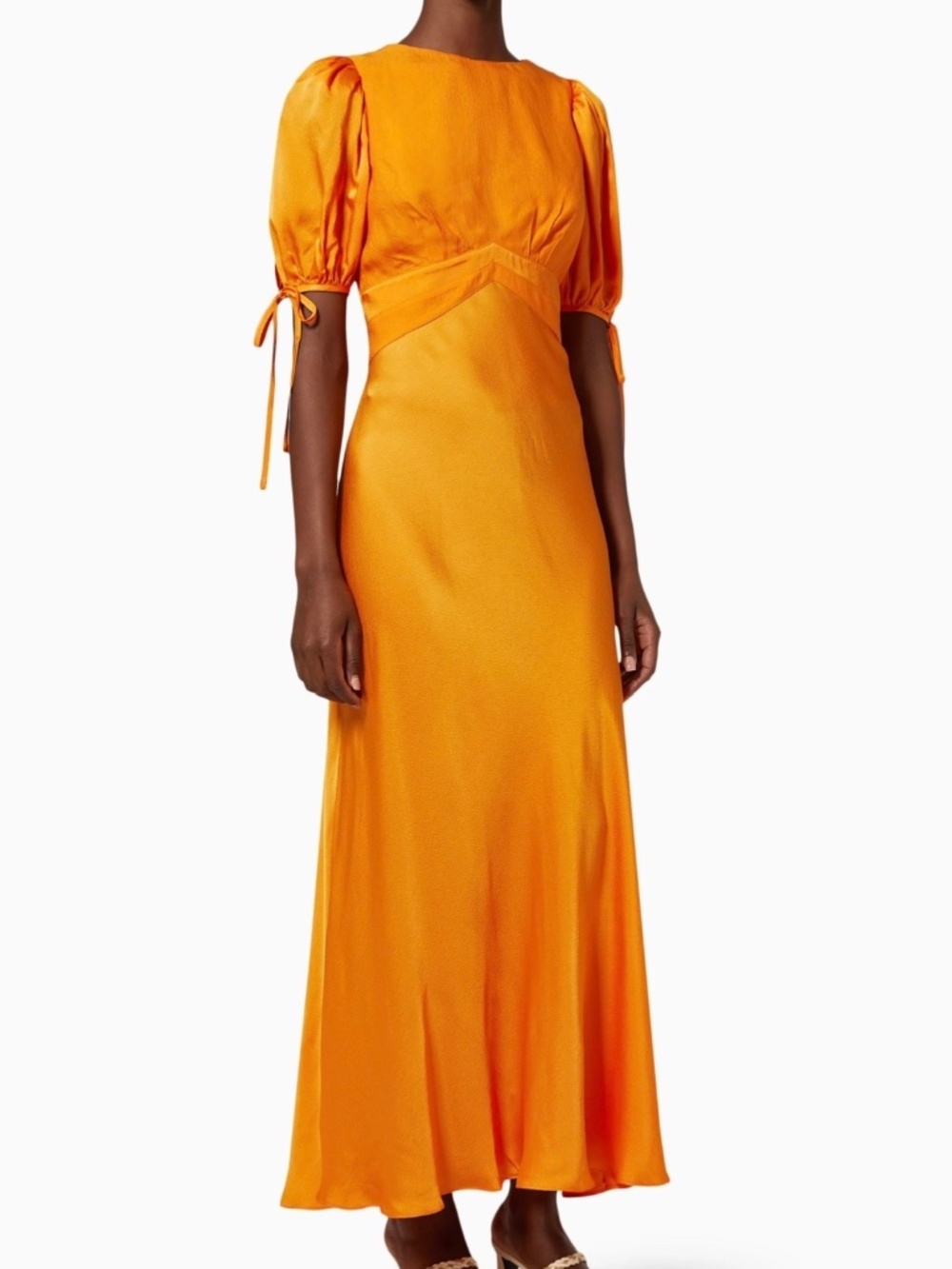 Ted Baker Lysette Tie Detail Satin Tea Dress Orange